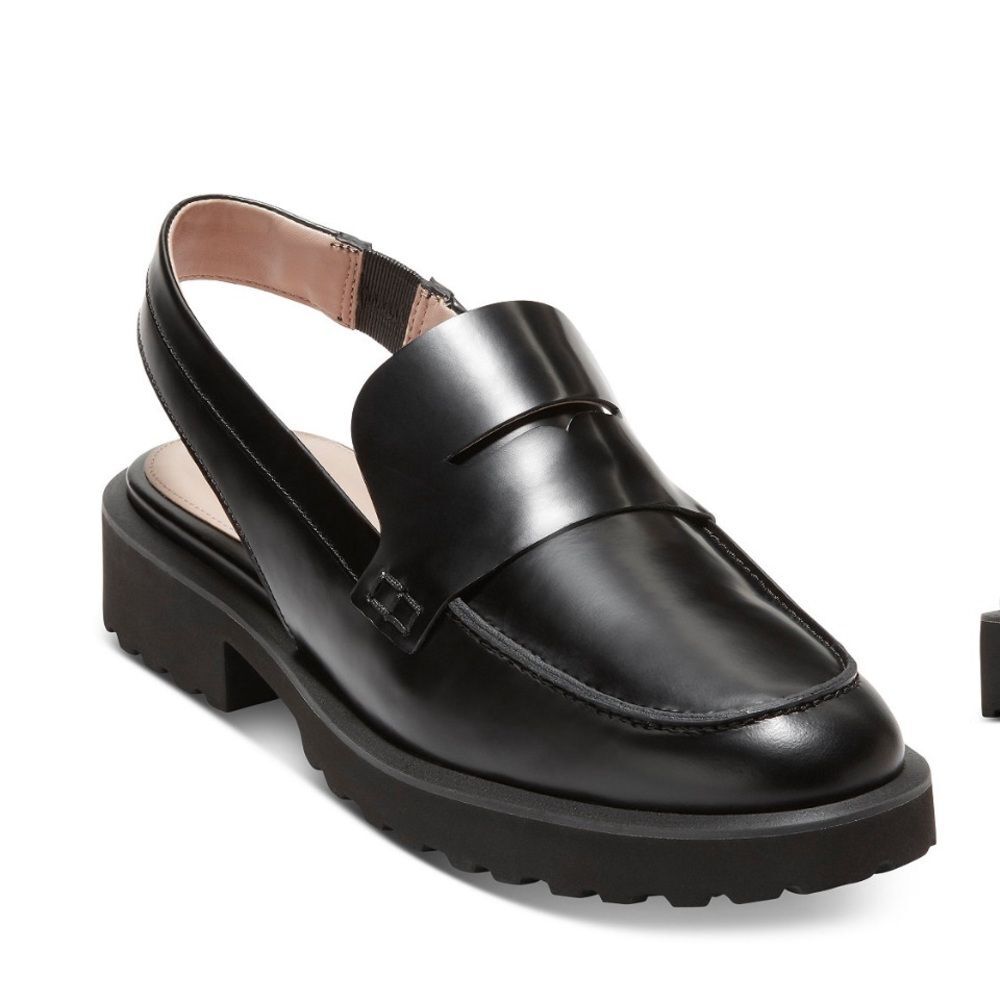 Cole Haan Women's Geneva Lug Sole Slingback  Penny Loafer Flats Black Size 7.5B